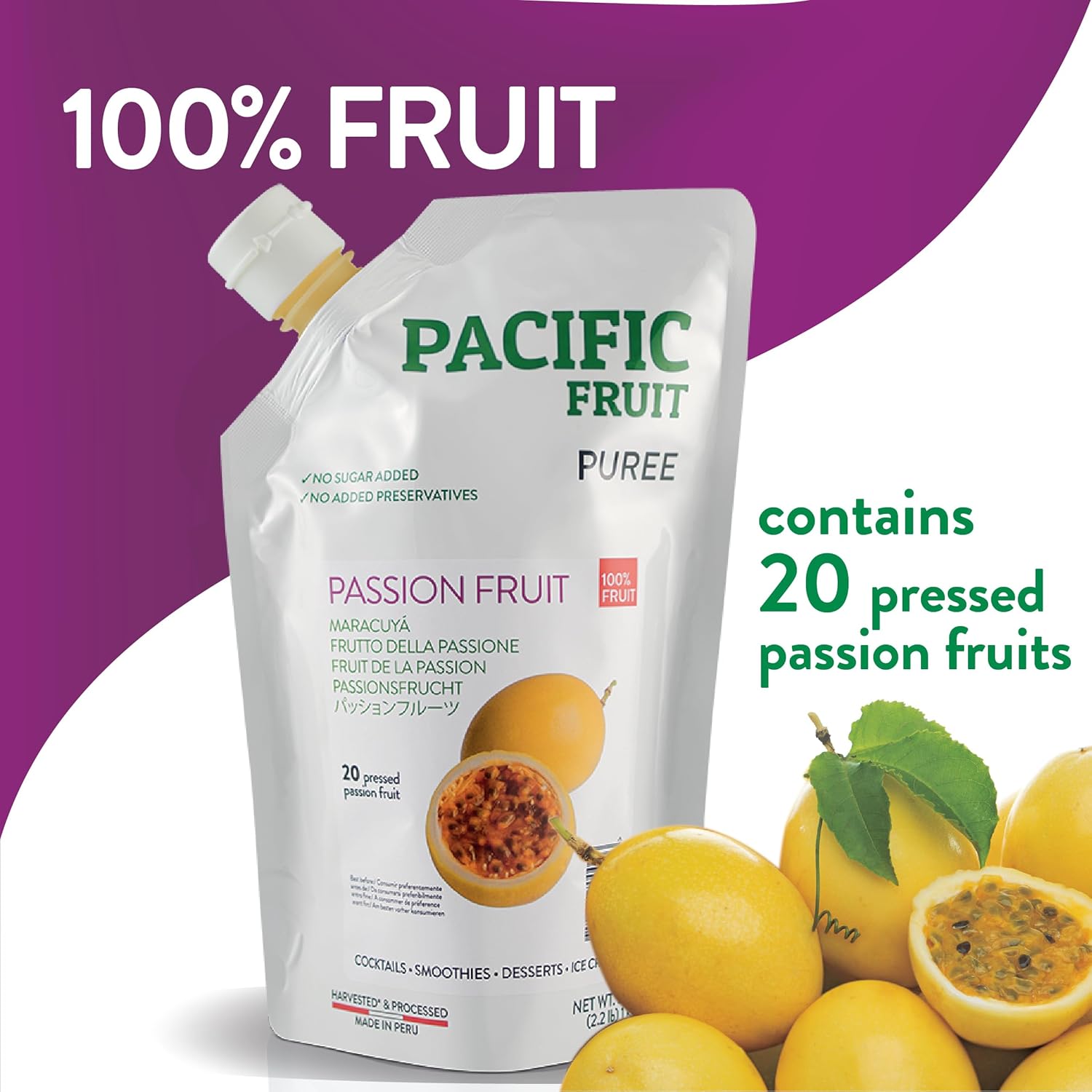Purea di Frutta 100% Passion Fruit 1Kg – Massimo Gusto, Zero Zuccheri Aggiunti